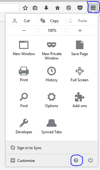 Firefox Settings Menu